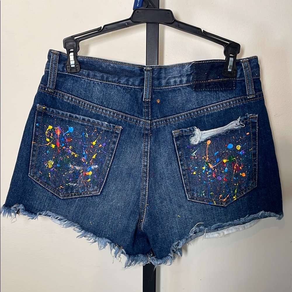 Aeropostale Blue Jean Cheeky Shorts Distressed - Picture 3 of 5